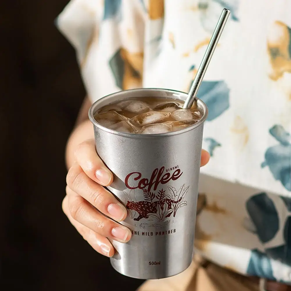 

500ml Coffee Cup with Lid High Capacity Food Grade Heat Insulation Drinking Stainless Steel Outdoor Picnic Water Cup Daily Use