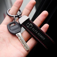 business car badge keychain suede leather keyring key chain logo gifts accessories for alfa romeo 4c mito giulietta myth 159 etc