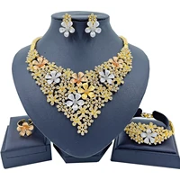 updated african women big necklace charm new women jewelry sets crystal earrings classic wedding fashion jewelry set for bride