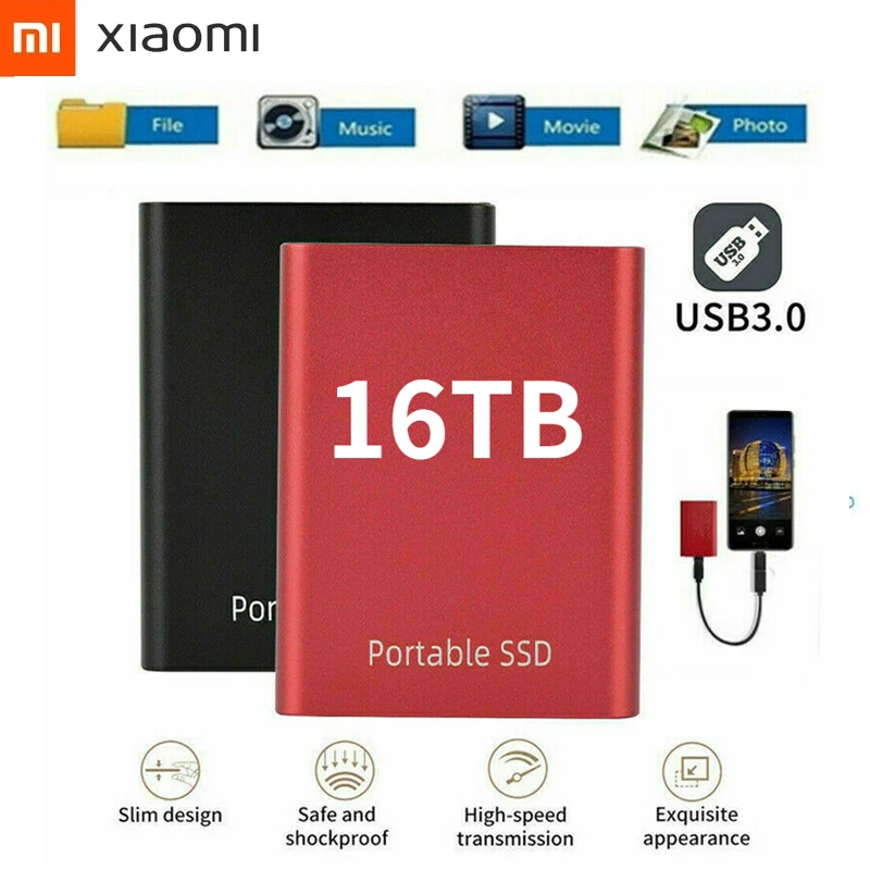 

XIAOMI New Original Portable External Hard Drive Disks USB 3.1 4TB SSD Solid State Drives For PC Laptop Computer Storage Device