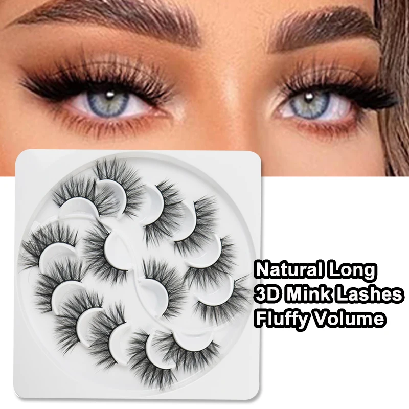 

7 Pairs Eyelashes Natural Long 3D Mink Lashes Fluffy Volume Mink False Eyelashes Cruelty Free Wispy Lashes Makeup Cilios 2022NEW