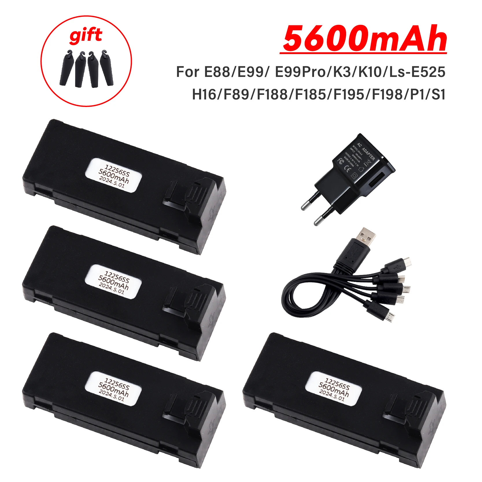 Аксессуары для радиоуправляемого дрона E88 E88PRO E99 P1 K3 E525 H16 F195 F198 PRO Mini 3 7 в батарея 5600