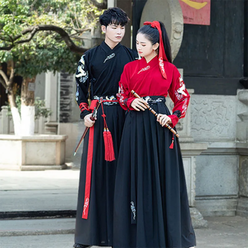 

Hanfu Female Fairy Embroidery Martial Arts Style Daily Antiquity Couple Style Men's Chinese Hanfu Knight Swordsman Student Suit