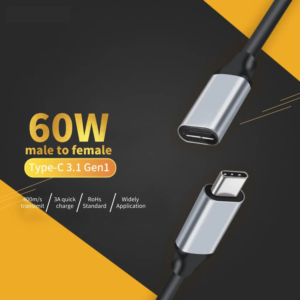 

Кабель-удлинитель USB Type-C (папа-мама), 10 Гбит/с, 4K HD