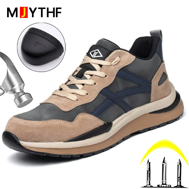 

Брендовые защитные ботинки, летняя рабочая обувь для мужчин, защита от ударов, защита от ударов, работа на строительной площадке, неразрушае...