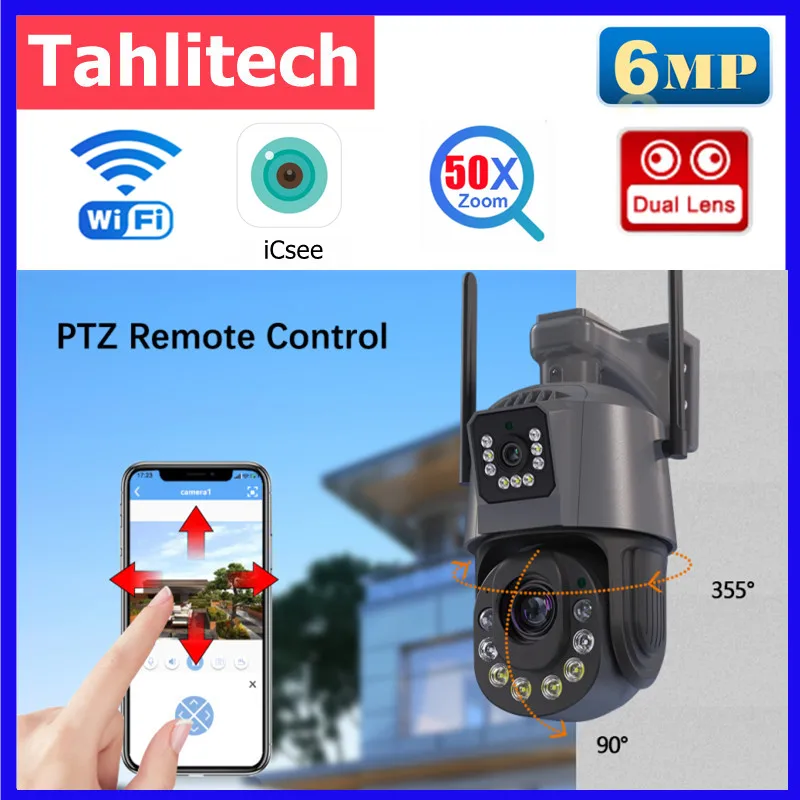 

4K WiFi Camera 6MP HD 50X Zoom Outdoor PTZ Speed Dome Camera Human Detection Security Camera P2P CCTV Surveillance APP iCSee