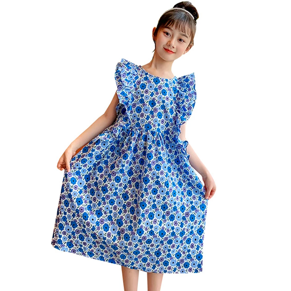 Летнее платье для девочек Повседневное с рукавом летучая мышь одежда