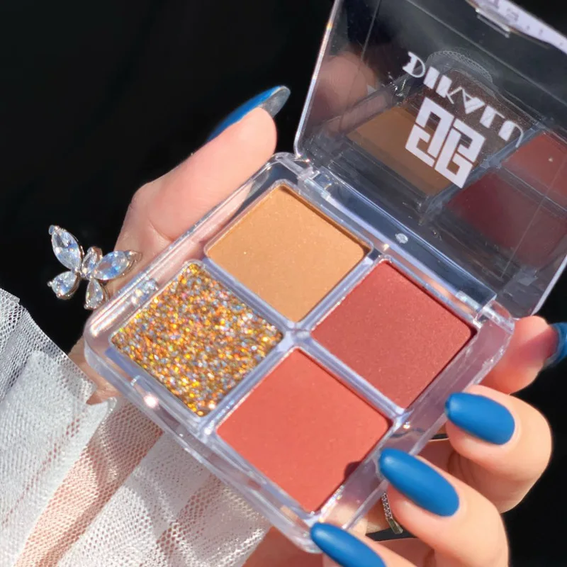 

7799DIKALU 4 colors sequins eyeshadow INS super hot mini quadrangle pearl matte eyeshadow palette affordable cosmetics