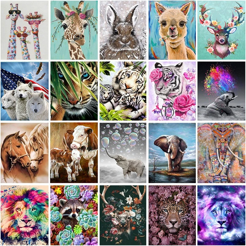 

5D DIY Diamond Painting Giraffe Lion Elephant Full Round Diamond Embroidery Animals Cross Stitch Home Decoration Gift