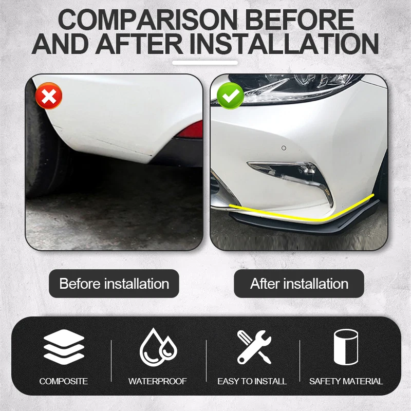 Автомобильный Спойлер Для Защиты Бампера Передний И Задний Ударопрочный