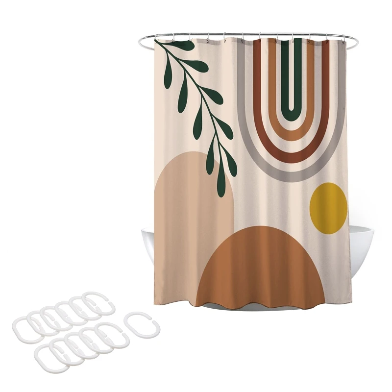 

Boho Mid Century Shower Curtain Abstract Painting Pattern Polyester Bath Supply Drop Shipping