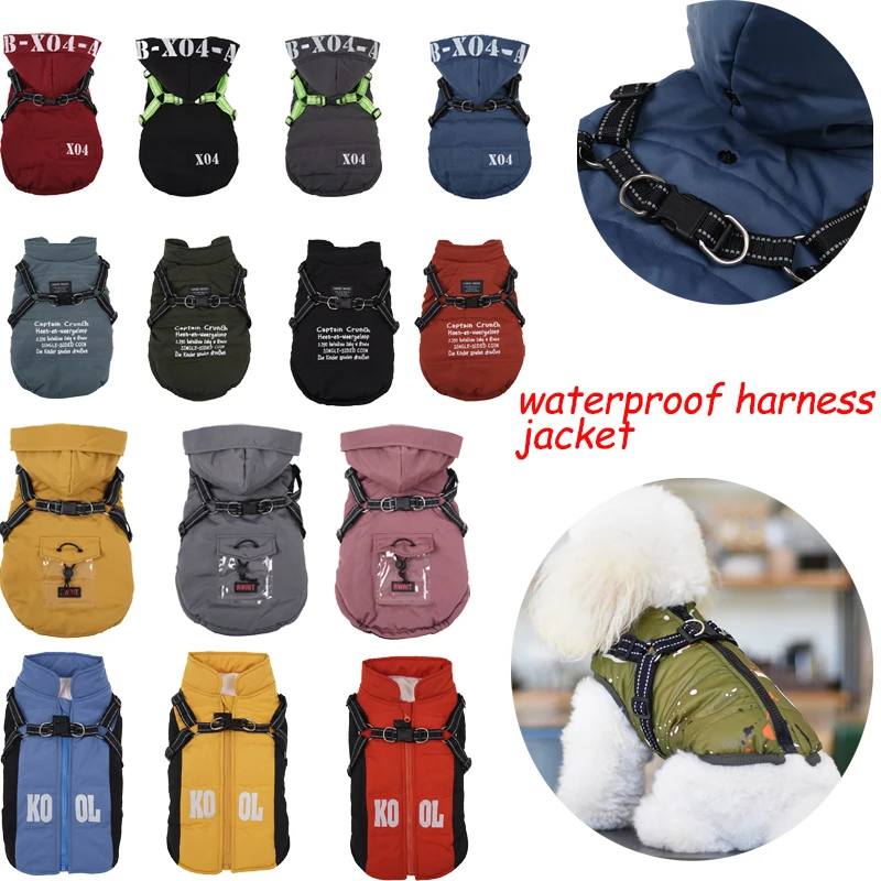 

Winter Waterproof Dog Harness Jacket Pet Dog Clothes Puppy Warm Pet Clothing Vest For Small Dogs Shih Tzu Chihuahua Pug Coat