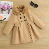 girls woolen coat jacket cotton%c2%a0outwear overcoat 2022 brown warm thicken plus velvet winter autumn high quality childrens cloth