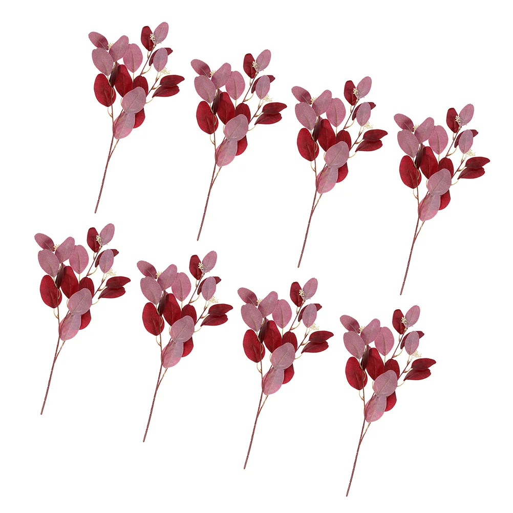 

8 Pcs Simulated Eucalyptus Leaves Fake Plants Faux Stems Iron Branch Artificial Vase Decors