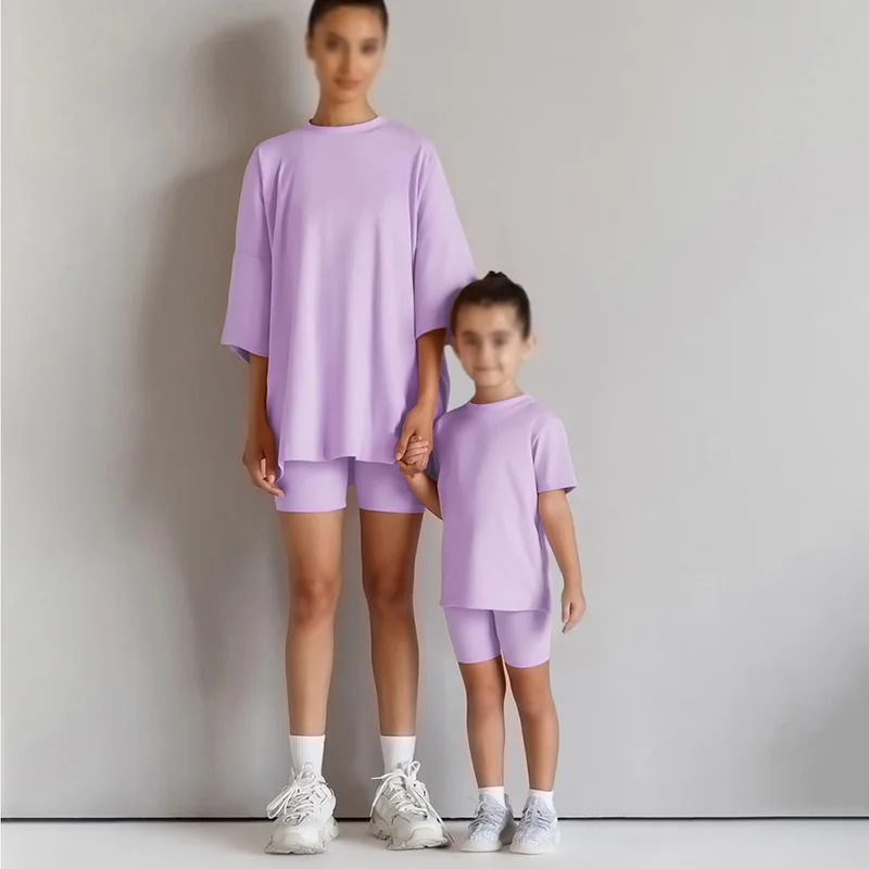 

Family Matching Clothes Mother Daughter Son Kids Baby T-shirt Parent-child Cotton Casual T-shirt+shorts Short Sleeve Suits