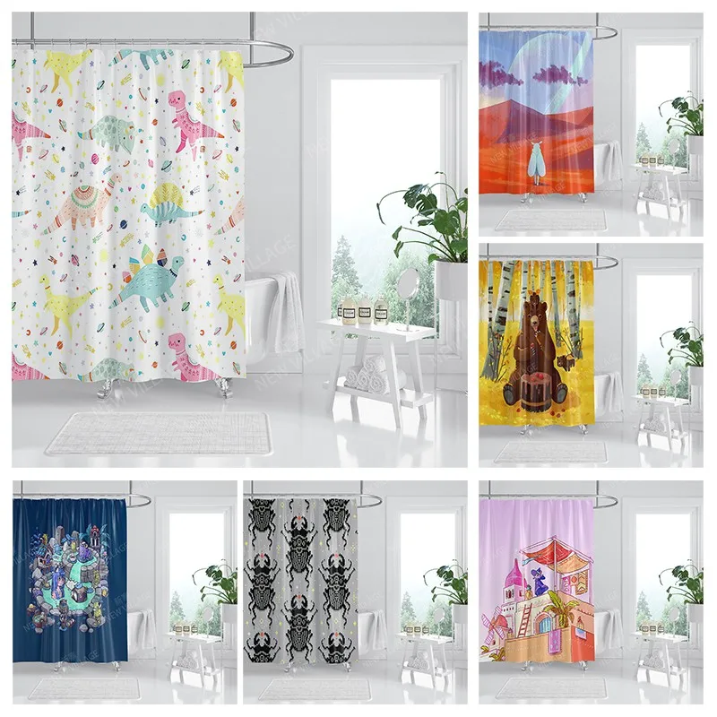 

Водонепроницаемые тканевые занавески для душа, занавески для ванной, аксессуары, занавеска для ванной, для душа, 180x200 см, 240*200, аниме, украшен...