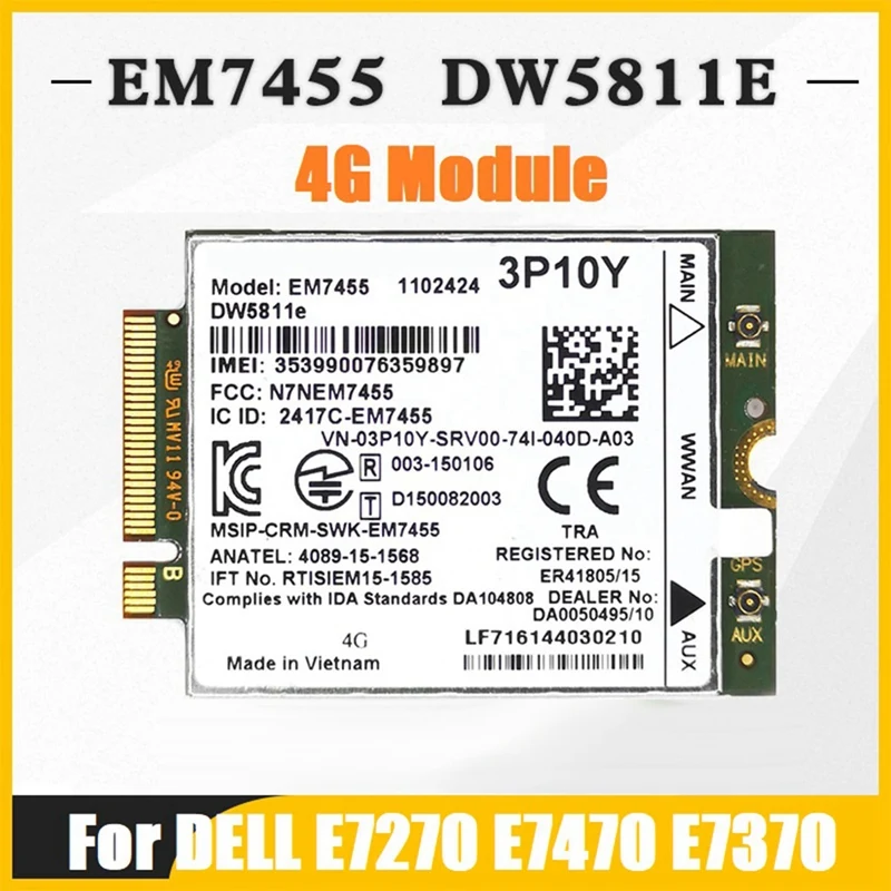 EM7455 DW5811E 4G модуль 3P10Y CAT6 для DELL E7270 E7470 E7370 E5570 E5470 запасные части аксессуары