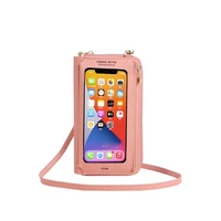 new transparent touch screen mobile phone bag womens fashion korean version anti theft pu solid color mini messenger bag