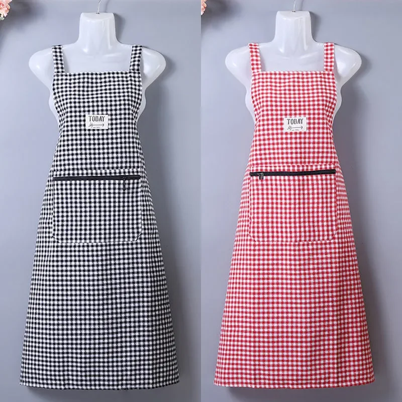 

kitchen cooking waterproof apron female Japanese small fresh breathable Kitchen baking barbecue apron cooking vest smock cotton