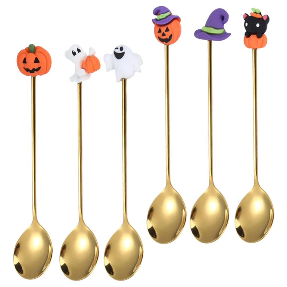 

6 шт., десертные ложки для Хэллоуина