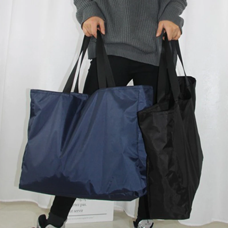 

Оксфордские сумки для покупок однотонная вместительная сумка-тоут на молнии для продуктов, моющаяся многоразовая прозрачная модная сумка ...