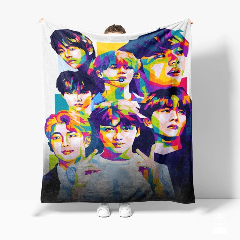 

Kpop Popart Blankets Korean Style Spring and Autumn Warm Fluffy Soft Bedspread Throw Blanket for Travel Bedding Decorative Sofa