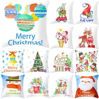 christmas cushion cover 45x45cm cartoon animals pillowcase snowman decorative throw pillows sofa cushions new year pillowcovers