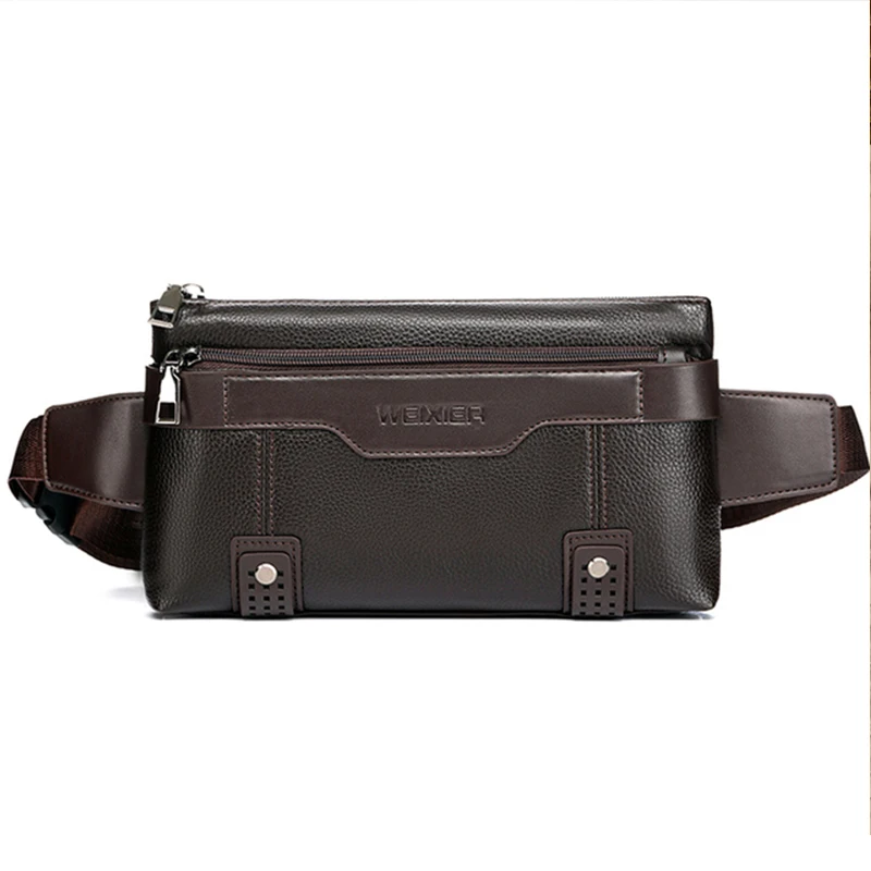 Fashion PU Leather Mens Waist Packs Fanny Bags High Capacity Crossbody Bag Zipper Fanny Pack Phone Bags Small Travel Belt Bag