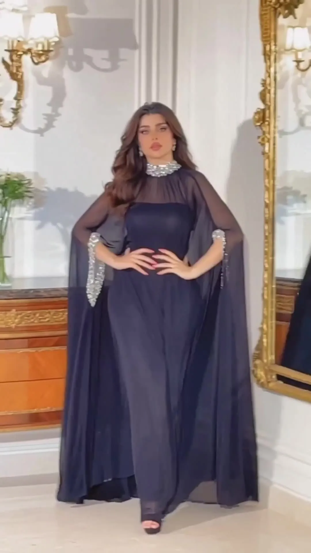 Женское шифоновое платье с блестками повседневное однотонное длинное длинным