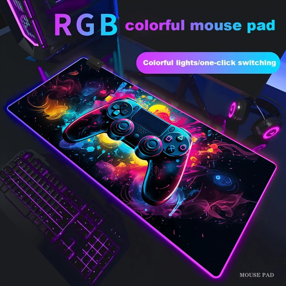 Геймпад RGB большой коврик для мыши геймерская светодиодная подсветка светящаяся