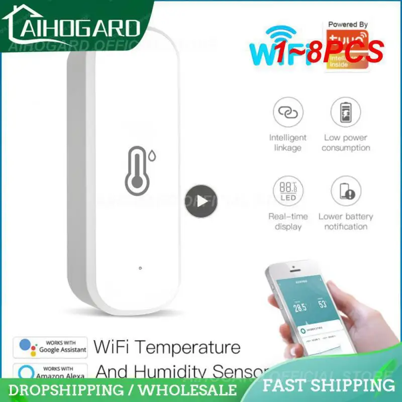 

1~8PCS Tuya WiFi Temperature Humidity Sensor Indoor Thermometer Hygrometer Smart Home Security Alarm System For Smart Life Alexa