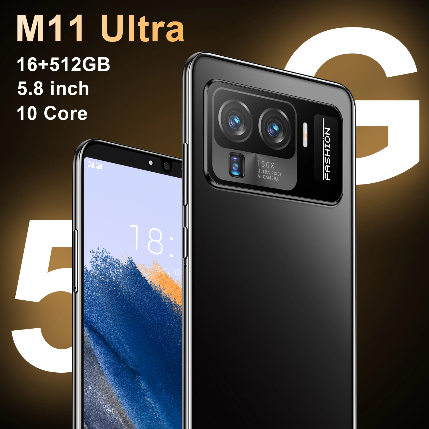 

Смартфон Телефон M11 Ultra, Qualcomm 888, 5,8 дюйма, HD, 10 ядер, 5600 мАч, 16 ГБ, 512 ГБ