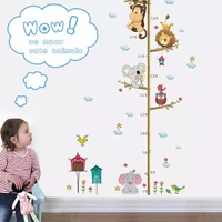 cute elephant lion zoo height measure wall sticker home decoration kids children room height ruler animals stickers art decals