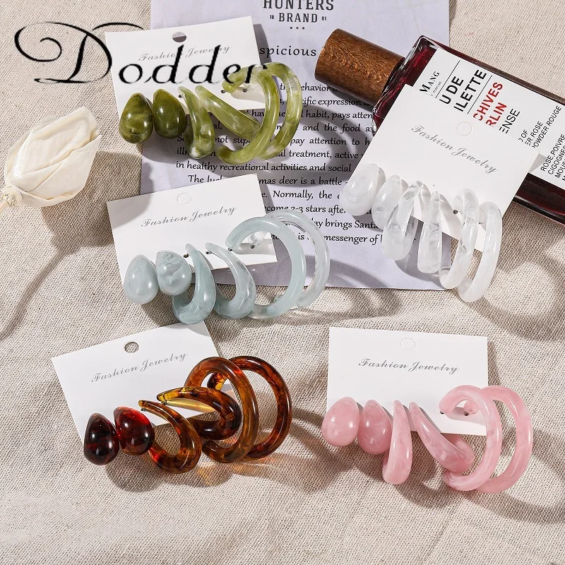 

Красочные акриловые прозрачные серьги-кольца для женщин, винтажные геометрические серьги-кольца, набор ретро-украшений для вечеринок, пода...