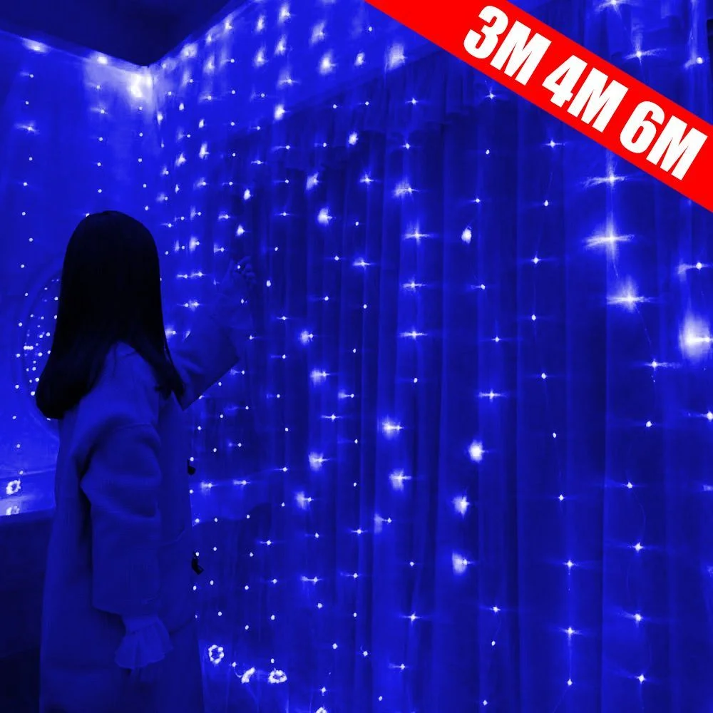 

Рождественская гирлянда-занавеска, светодиодная гирлянда с дистанционным управлением через USB, сказочные огни, свадебное праздничное украшение для спальни, дома и улицы