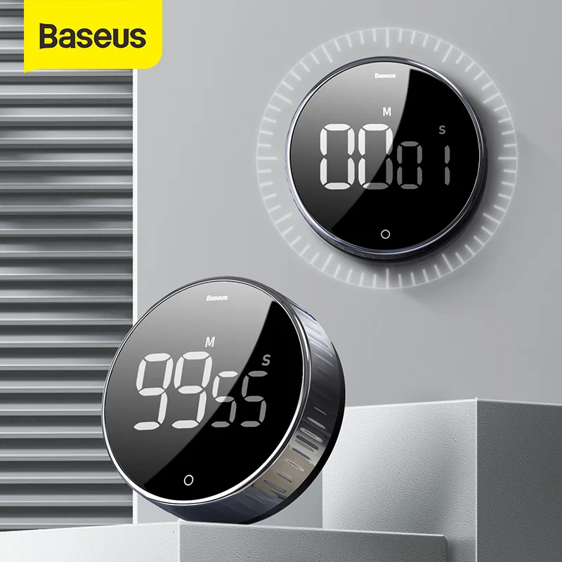 

Baseus Magnetic Kitchen Timer Digital Timer Manual Countdown Alarm Clock Mechanical Cooking Timer Cooking Shower Study Stopwatch