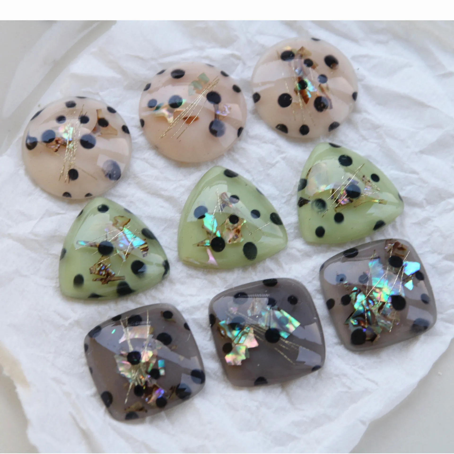 Эпоксидная смола блестки поликда Точки Ювелирные Кабошоны Украшение аксессуары с плоской задней стороной круглые треугольные квадратные камеи патч 30 шт. 23 мм