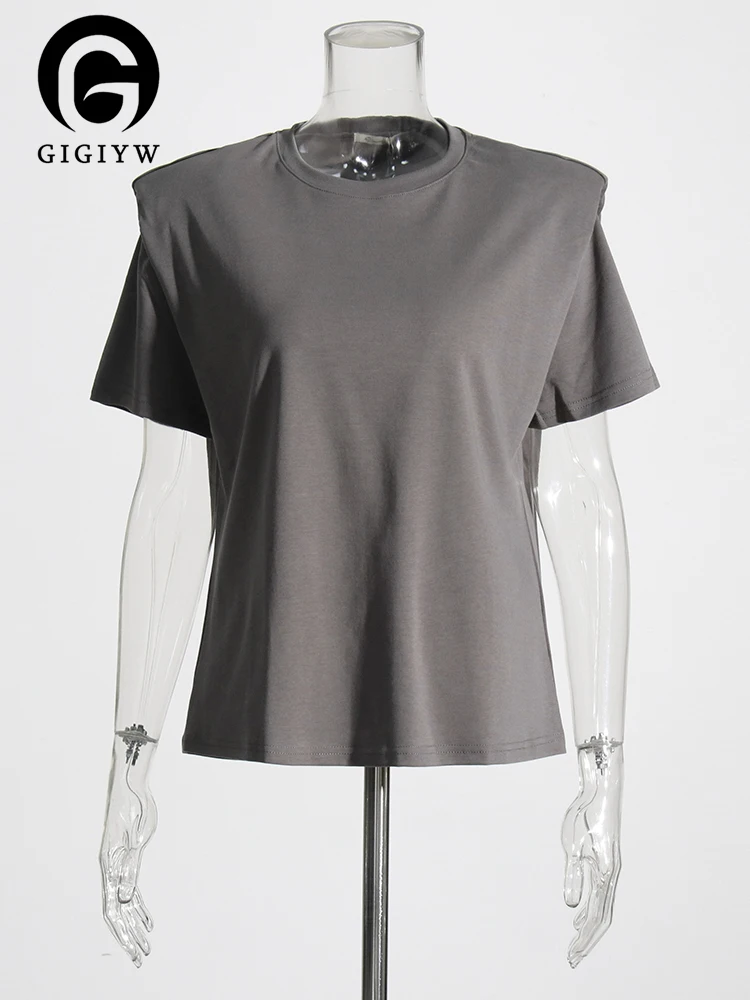 

Женская футболка с круглым вырезом GIGIYW, минималистичный пуловер с коротким рукавом, Повседневная Свободная блузка, женская модная летняя о...