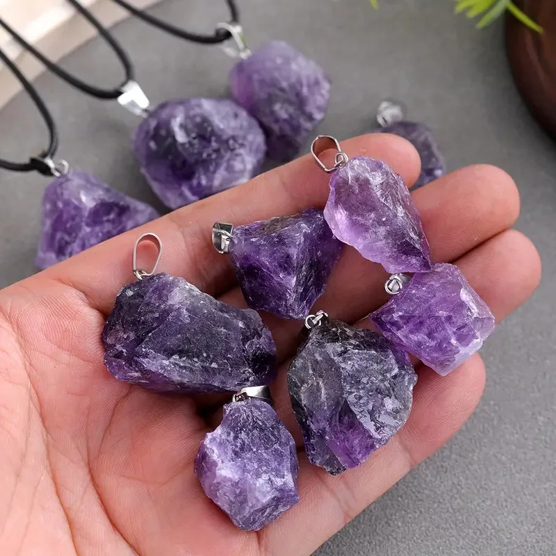 Лидер продаж кулон из лавандового аметиста с необработанным камнем нерегулярное