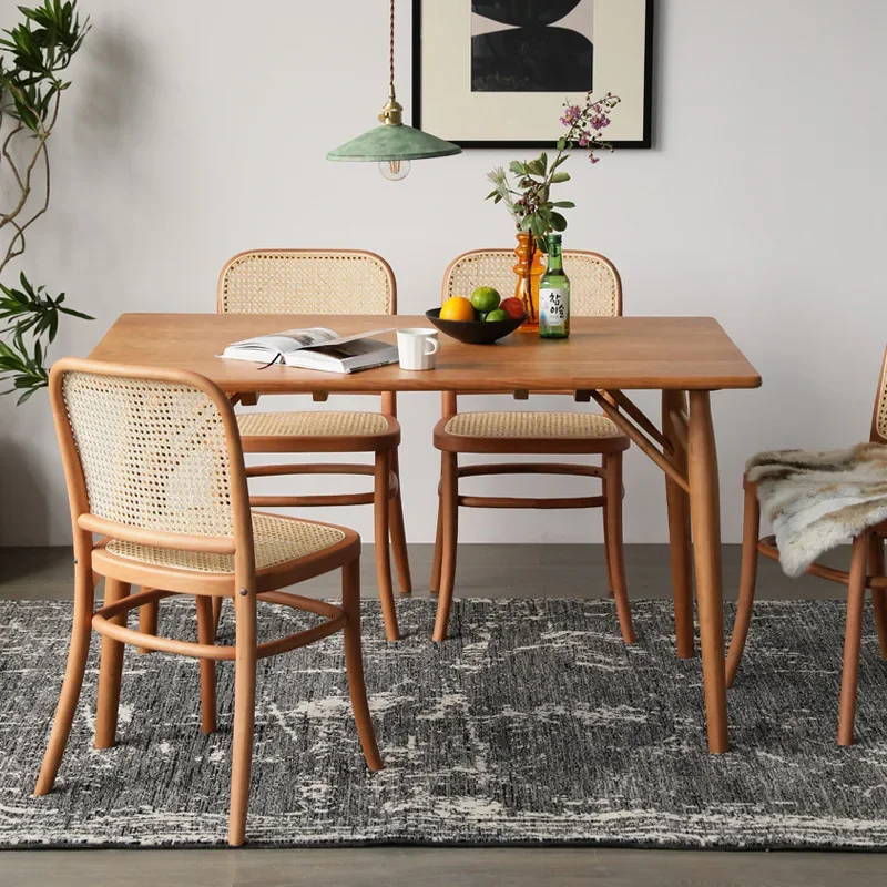 Chaise Bois Французский бистро Скандинавские обеденные стулья из цельного дерева с