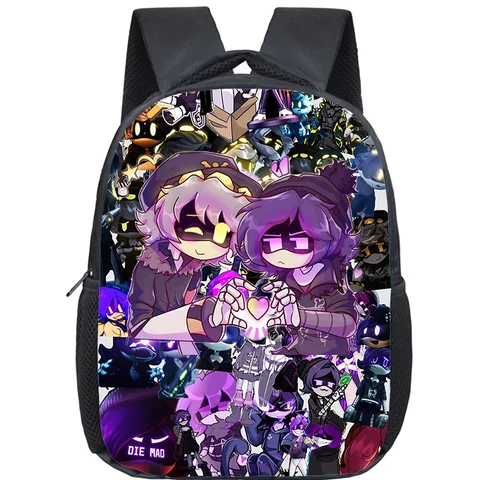 Рюкзак с мультяшными убийствами и дронами для мальчиков и девочек, сумка для книг с принтом Uzi And N, 12-дюймовые школьные сумки для детского сада, детский рюкзак