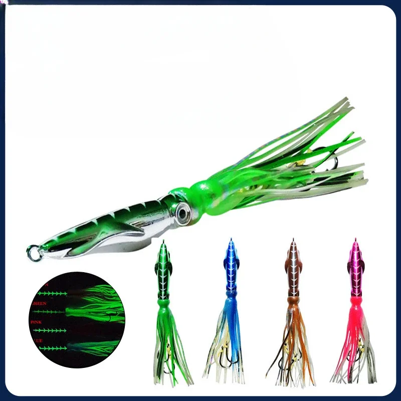 1 шт. гальванический осьминог для морской рыбалки 60 г 100 150 200 ночник двойной крючок