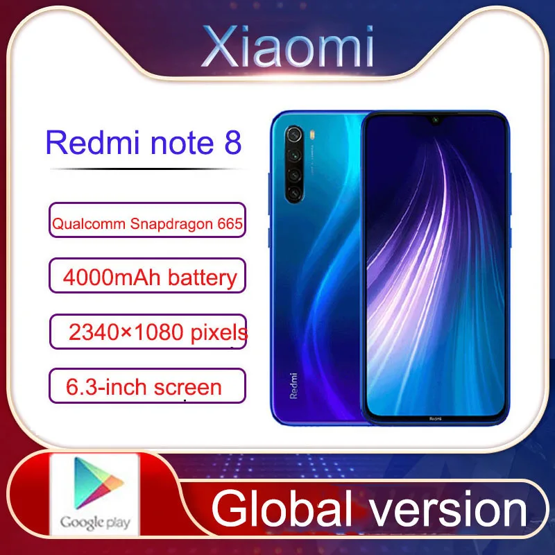 Redmi Xiaomi Note 8 smartphone Global Rom Snapdragon 665 48MP 4000mAh 18W Fast Charge Smartphone Note 8
