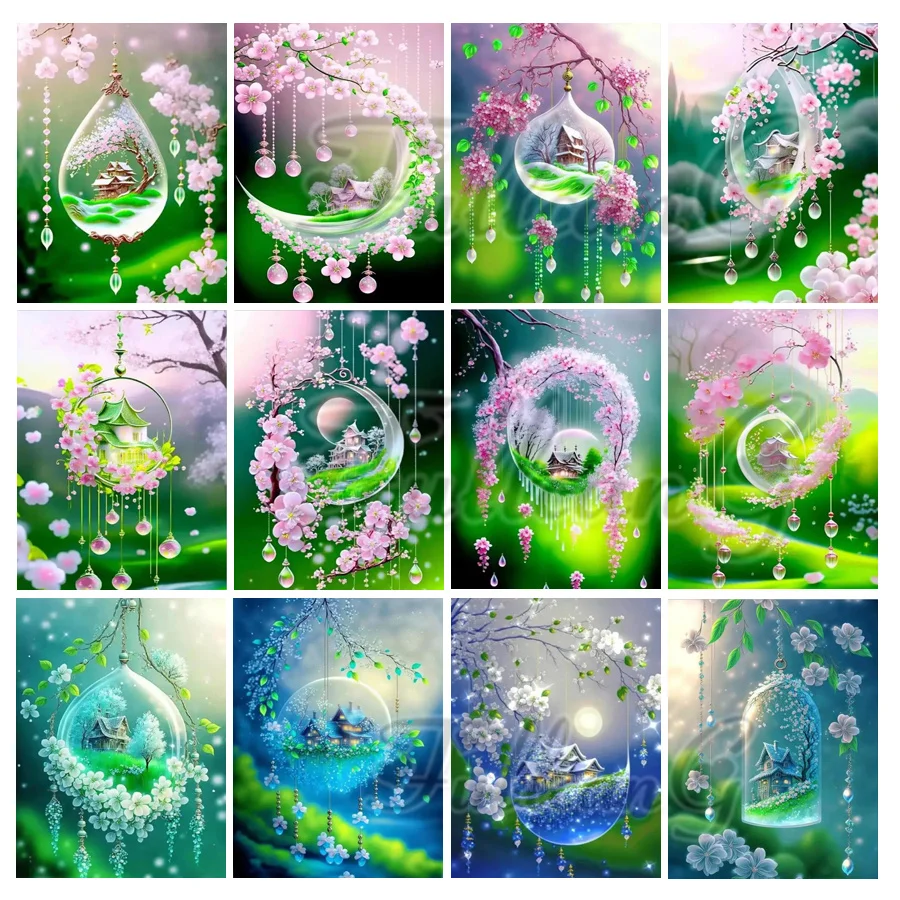 Новое поступление Diy алмазная живопись фантазия колокольчик ветра дом цветок