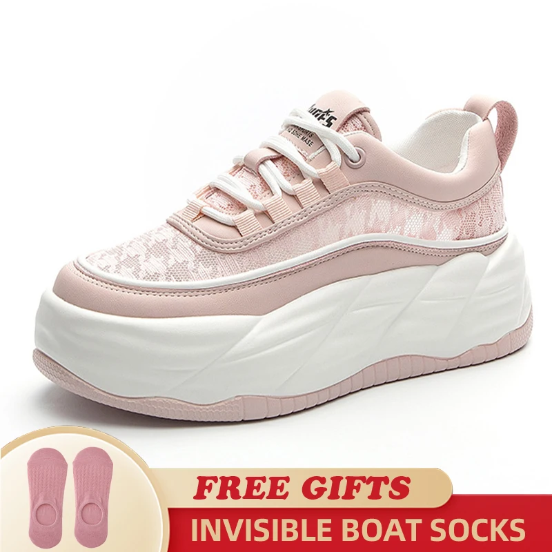 6CM Special Air Mesh Fashion Genuine Leather Comfy High Brand Breathable Chunky Sneaker Spring Summer Platform Women Wedge Shoes