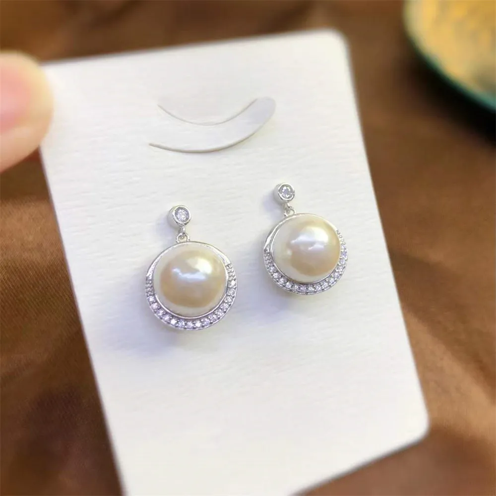 

DIY Pearl Earnail Accessories S925 Sterling Silver Jewelry Gold Earrings Women's Empty Fit 9-10mm Beads