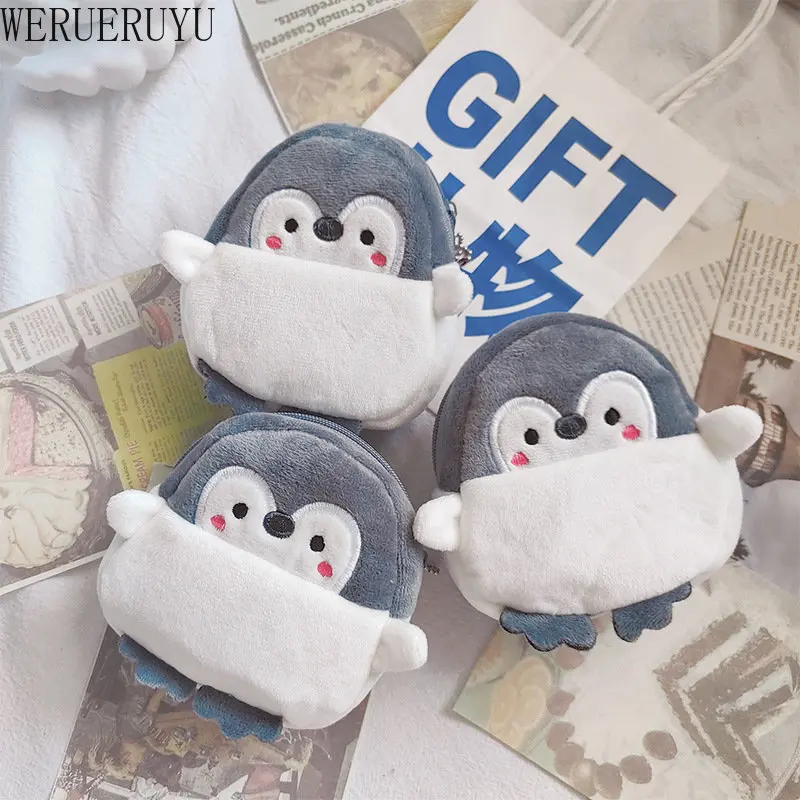 

New Kawaii Anime Plush Penguin Coin Purses Men Women Korean Fashion Mini Cute Zipper Coin Wallet Boy Girl Bag Free Shipping 2023