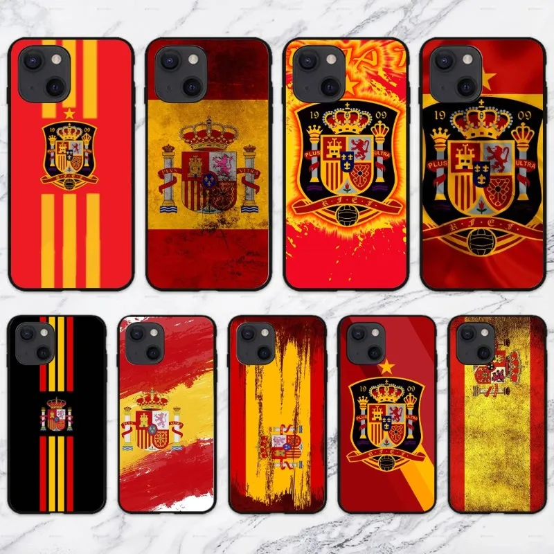 Flag Of Spain Phone Case For IPhone 14 13 12 11 XS X 8 7 6 Plus Mini Pro Max SE 2022 Soft Black Phone Cover