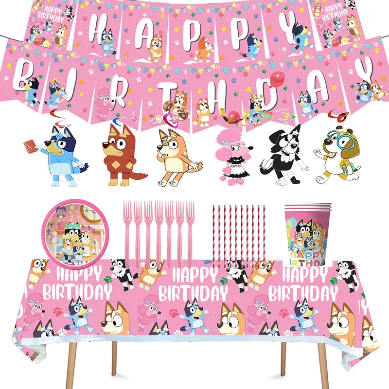 Мультяшный розовый для голубой собаки