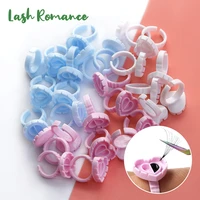 wholesale 100pcs heart eyelash extension glue ring holder eye lash fans flowering quick blossom cup tattoo pigment container